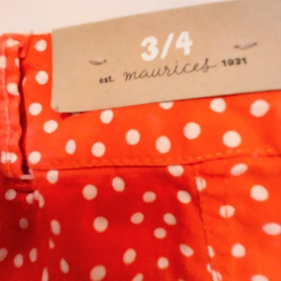 Maurices Orange with White Polka Dot Mid-Rise Shorts Size 3/4 NWT - Picture 4 of 6